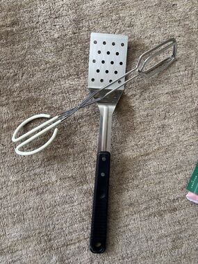 Stainless Steel Slotted Turner with Black Handle - Home Kitchen